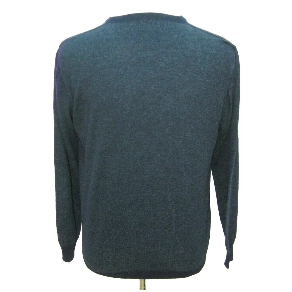 J.CREW Men's (Size Large) Solid Navy Blue V-Neck 100% Cotton Sweater Shirt Top